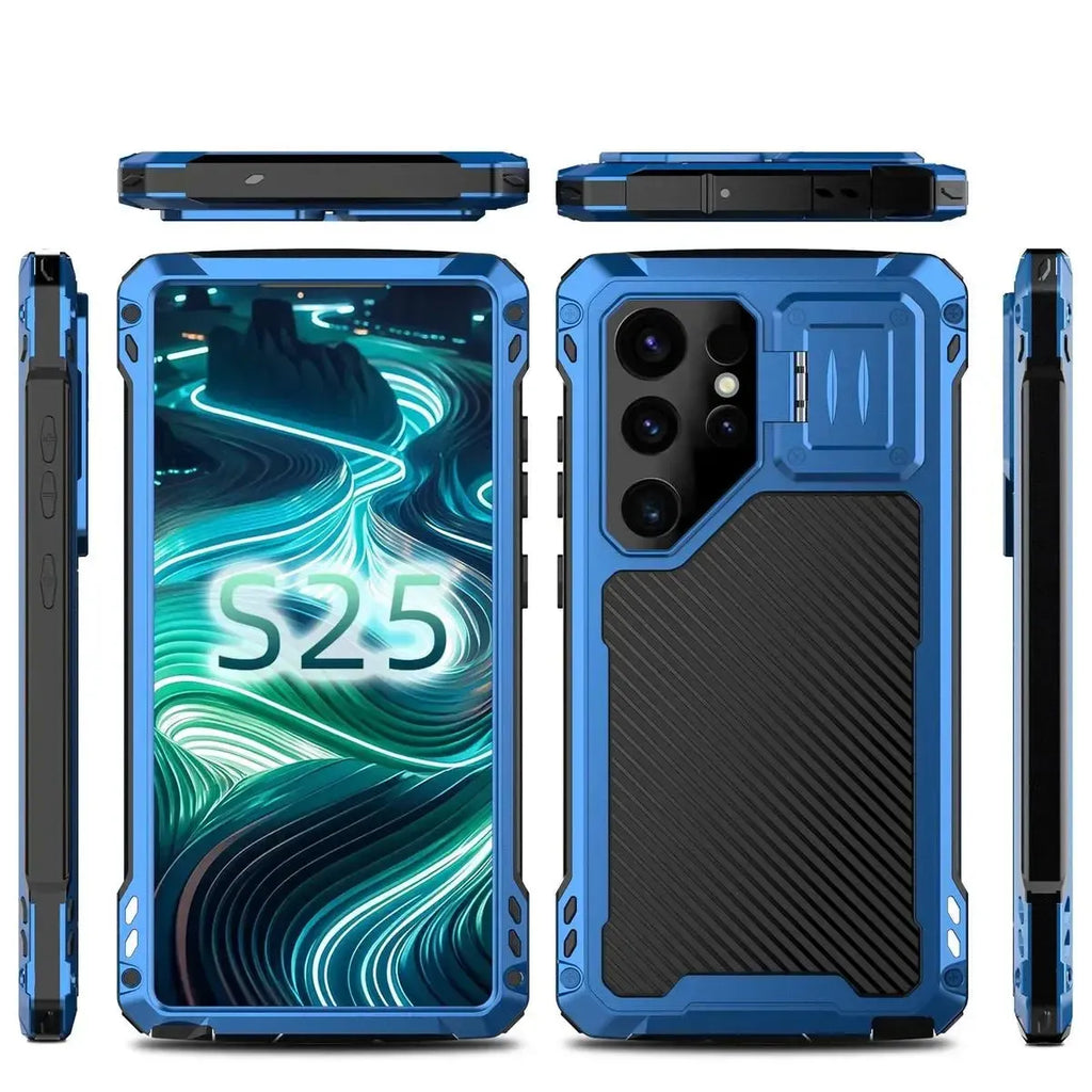 Buy Classic Full Body Metal Armor Phone Case, with Screen Protector, Heavy Duty Defender Shockproof Case - Bulwark at Caseles-Samsung Galaxy S25 Ultra, Black