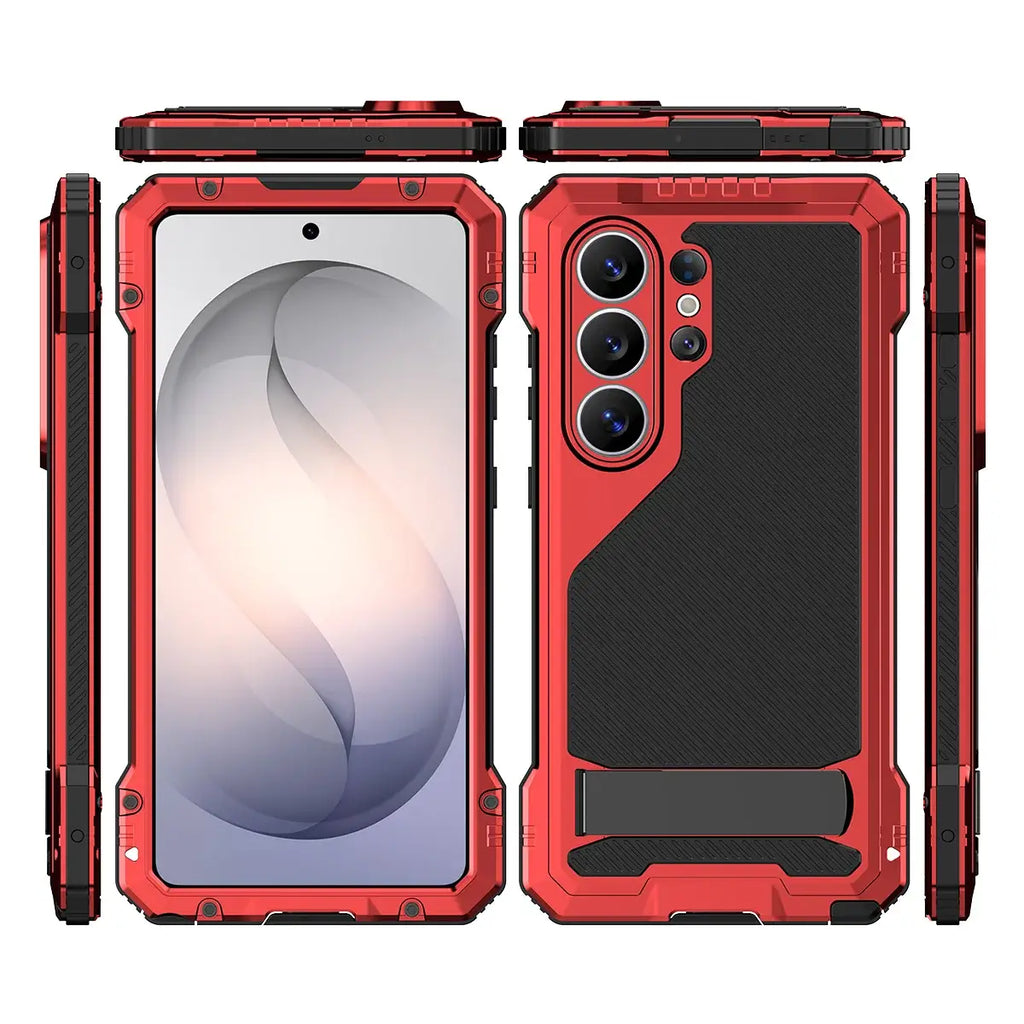 Buy Armor Series: Full-Wrap Metal Case for Samsung Galaxy S with Integrated Kickstand - DAMON at Caseles-Samsung Galaxy S26 Ultra, Black
