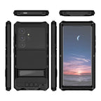 Buy Heavy Duty Aluminum Phone Case with Kickstand, Built-in Screen & Camera Protector, Shockproof Military-Grade Gorilla Glass Cover - Harlan at Caseles-Samsung Galaxy S25 Ultra, Black