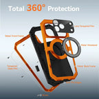 Buy 360° Rotatable Magnetic Stand Case | Full-Body Protection, Lens Guard & Wireless Charging Support - Stark at Caseles-iPhone 17 Pro Max, Orange