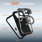 Buy 360° Rotatable Magnetic Stand Case | Full-Body Protection, Lens Guard & Wireless Charging Support - Stark at Caseles-iPhone 17 Pro Max, Orange