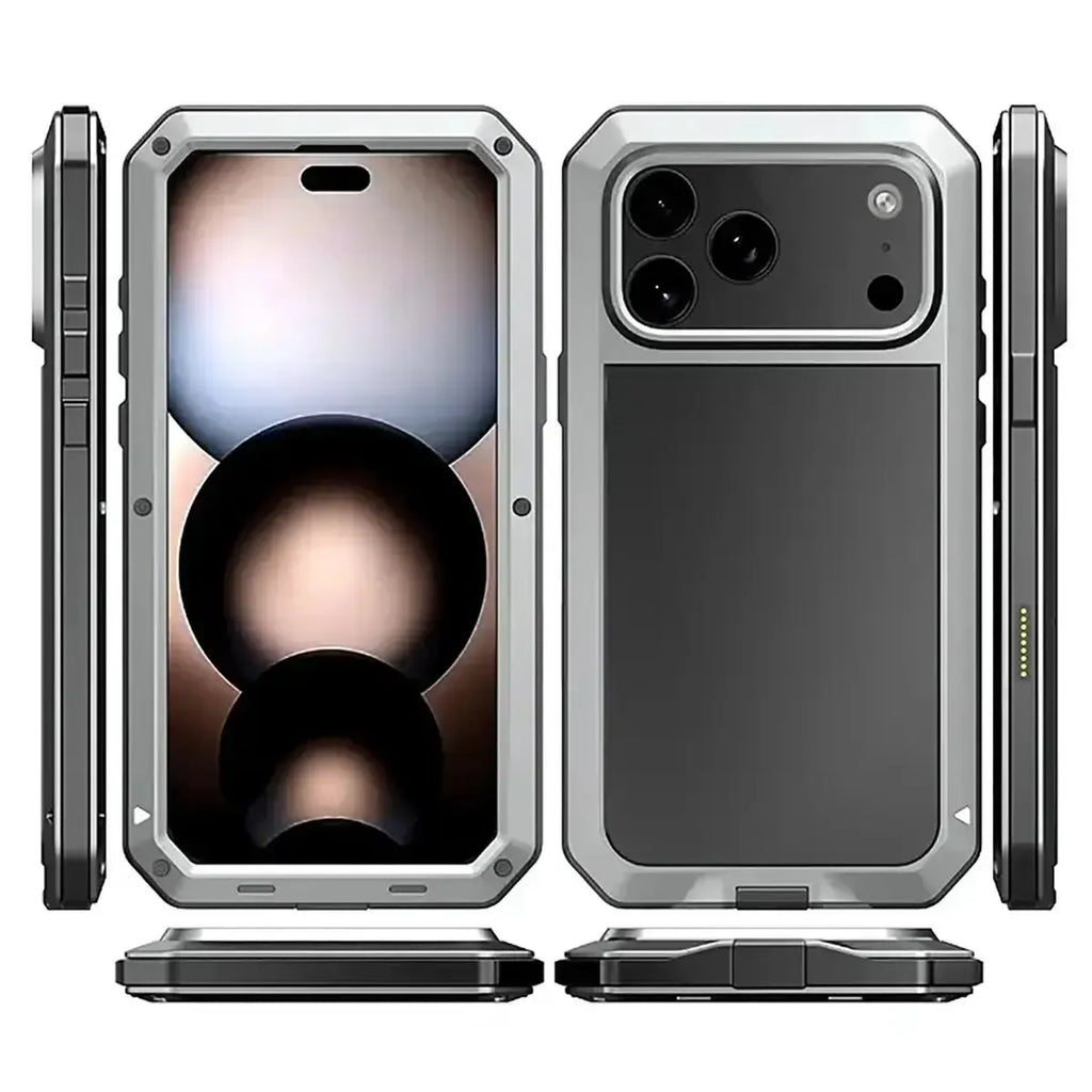 Buy Classic Full Body Metal Armor Phone Case, with Screen Protector, Heavy Duty Defender Shockproof Case - TADDEO at Caseles-iPhone 17 Pro Max, Taddeo-Black
