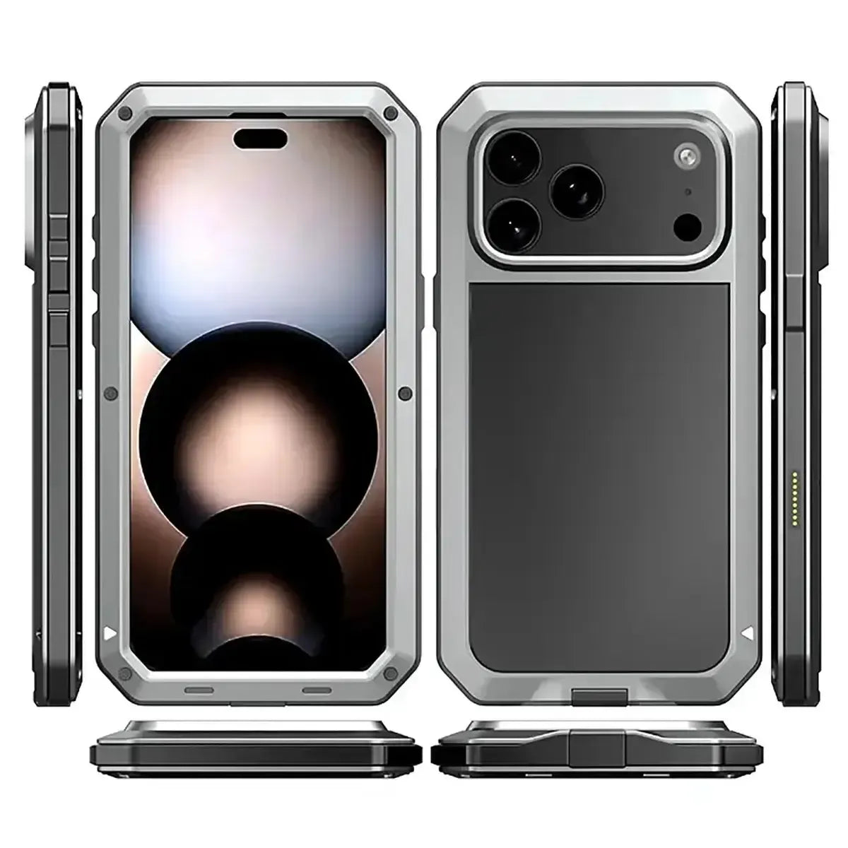 Buy Classic Full Body Metal Armor Phone Case, with Screen Protector, Heavy Duty Defender Shockproof Case - TADDEO at Caseles-iPhone 17 Pro Max, Taddeo-Black