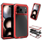 Buy Classic Full Body Metal Armor Phone Case, with Screen Protector, Heavy Duty Defender Shockproof Case - TADDEO at Caseles-iPhone 17 Pro Max, Taddeo-Red