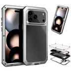 Buy Classic Full Body Metal Armor Phone Case, with Screen Protector, Heavy Duty Defender Shockproof Case - TADDEO at Caseles-iPhone 17 Pro Max, Taddeo-Silver