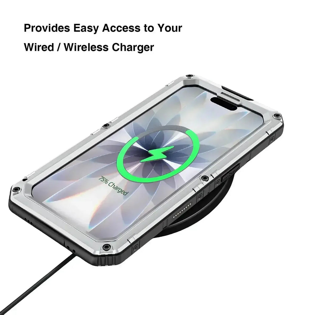 Buy Metal Waterproof Phone Case, with Built in Screen Protector, FullBody Protective Shockproof Heavy Duty Rugged Defender Cover - TIVON at Caseles-iPhone 17 Pro Max, Tivon-Black