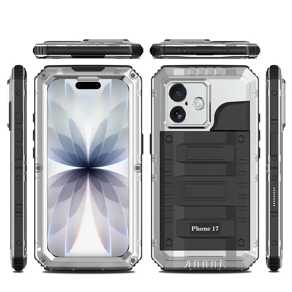 Buy Metal Waterproof Phone Case, with Built in Screen Protector, FullBody Protective Shockproof Heavy Duty Rugged Defender Cover - TIVON at Caseles-iPhone 17 Pro Max, Tivon-Black