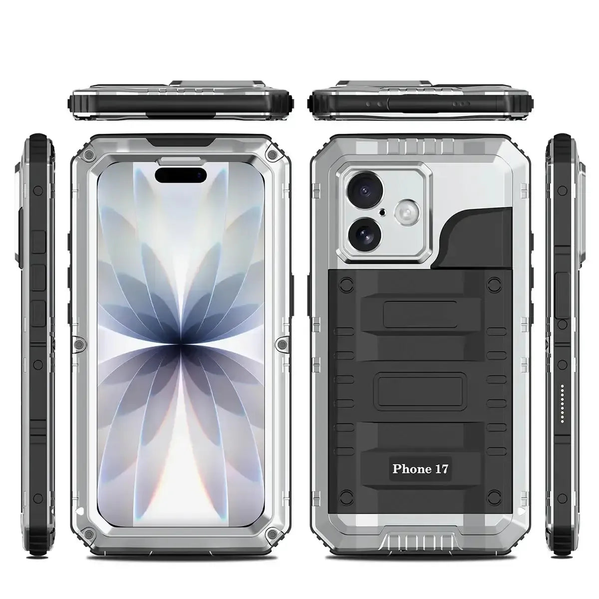 Buy Metal Waterproof Phone Case, with Built in Screen Protector, FullBody Protective Shockproof Heavy Duty Rugged Defender Cover - TIVON at Caseles-iPhone 17 Pro Max, Tivon-Black