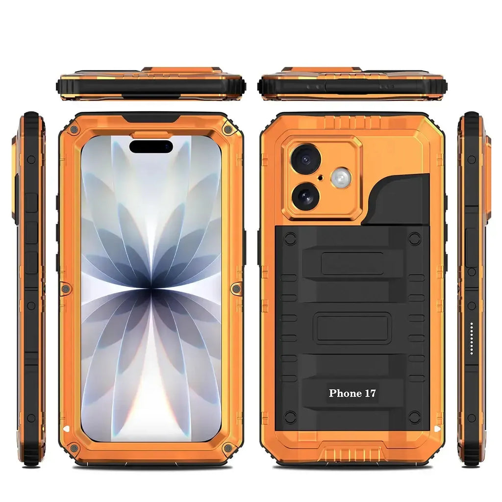 Buy Metal Waterproof Phone Case, with Built in Screen Protector, FullBody Protective Shockproof Heavy Duty Rugged Defender Cover - TIVON at Caseles-iPhone 17 Pro Max, Tivon-Black