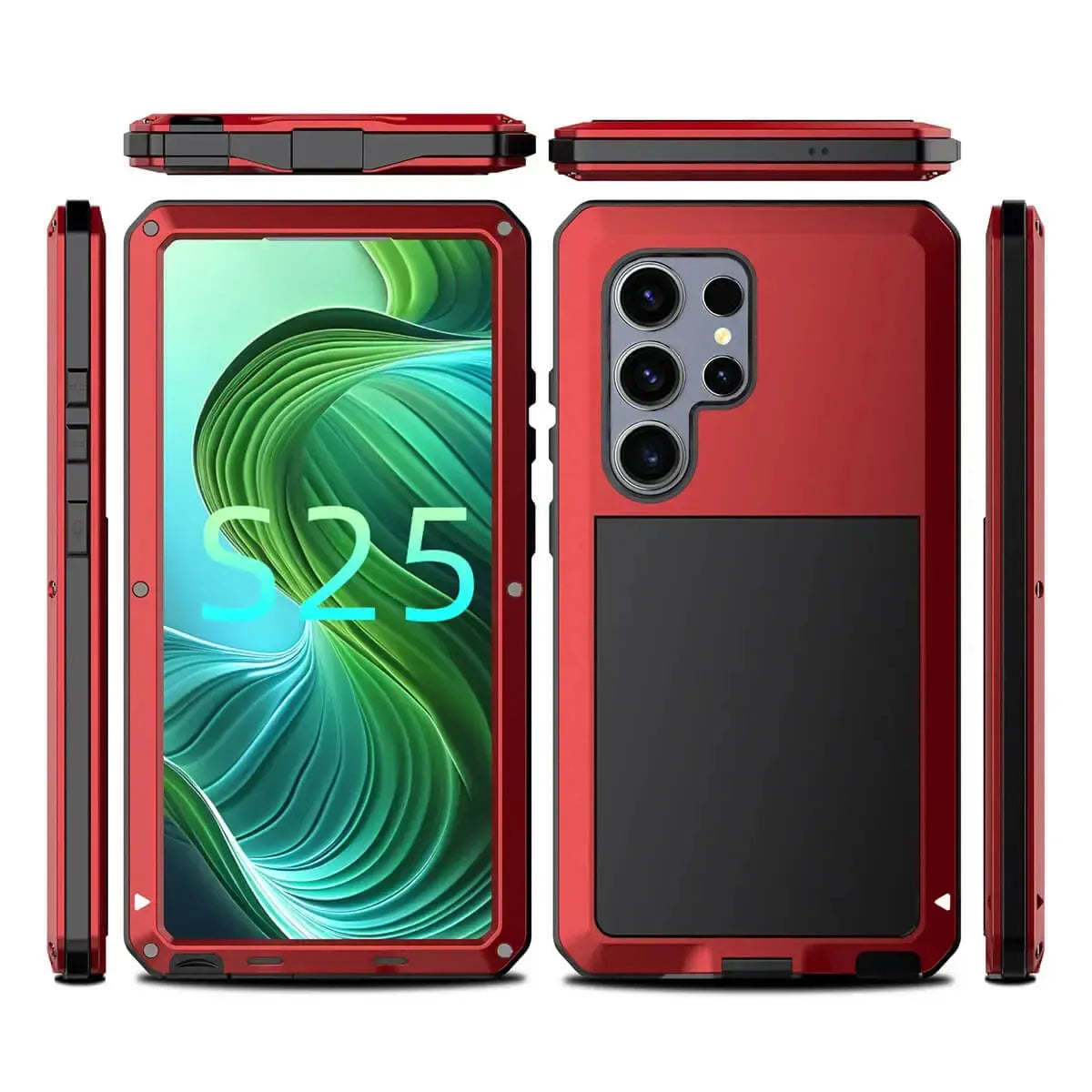 Buy Classic Full Body Metal Armor Phone Case, with Screen Protector, Heavy Duty Defender Shockproof Case - TRAVIS at Caseles-Samsung Galaxy S25 Ultra, Taddeo-Black