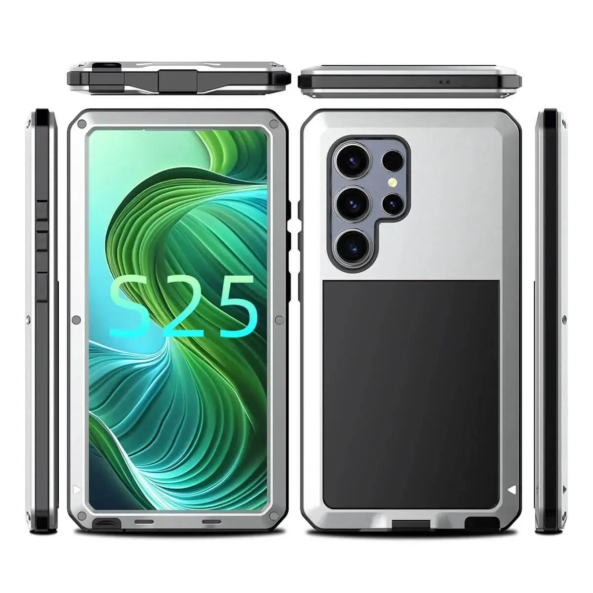 Buy Classic Full Body Metal Armor Phone Case, with Screen Protector, Heavy Duty Defender Shockproof Case - TRAVIS at Caseles-Samsung Galaxy S25 Ultra, Taddeo-Black