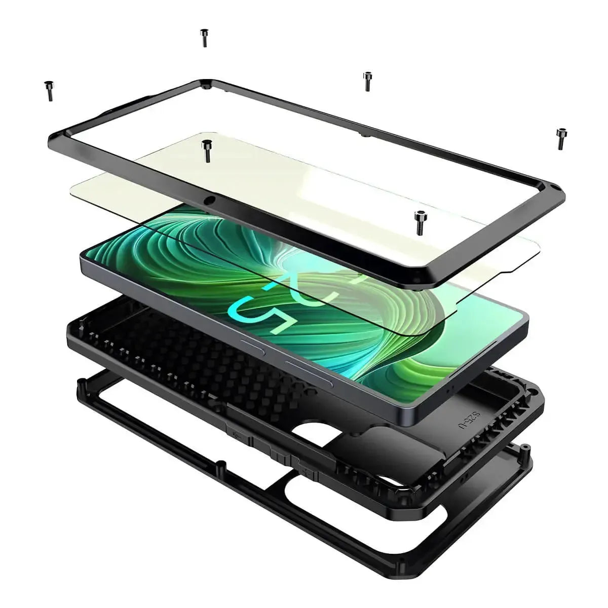 Buy Classic Full Body Metal Armor Phone Case, with Screen Protector, Heavy Duty Defender Shockproof Case - TRAVIS at Caseles-Samsung Galaxy S25 Ultra, Taddeo-Black