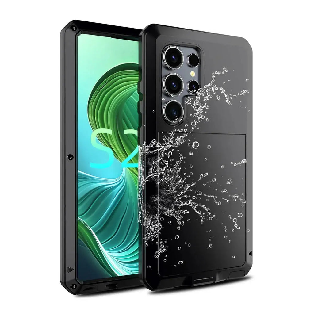Buy Classic Full Body Metal Armor Phone Case, with Screen Protector, Heavy Duty Defender Shockproof Case - TRAVIS at Caseles-Samsung Galaxy S25 Ultra, Taddeo-Black