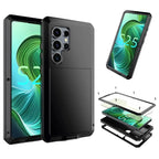 Buy Classic Full Body Metal Armor Phone Case, with Screen Protector, Heavy Duty Defender Shockproof Case - TRAVIS at Caseles-Samsung Galaxy S25 Ultra, Taddeo-Black