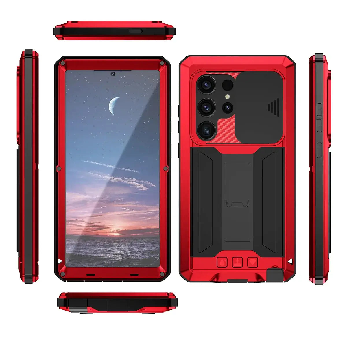 Buy Heavy Duty Metal Case with 360° Full Body Protection, Sliding Camera Cover, Built-in Screen Protector, Shockproof & Dustproof Armor Phone Cover - Wade at Caseles-Samsung Galaxy S25 Ultra, Black