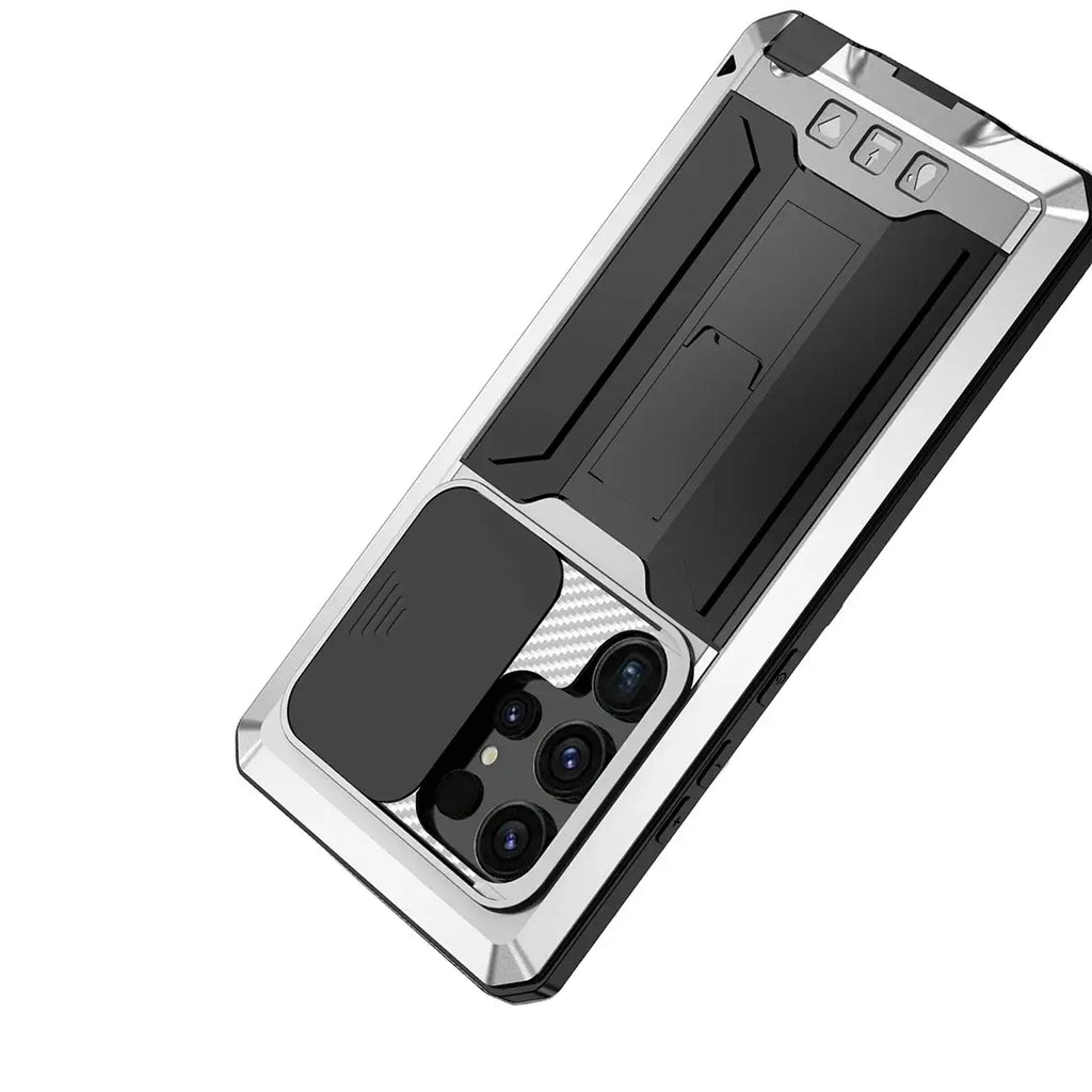 Buy Heavy Duty Metal Case with 360° Full Body Protection, Sliding Camera Cover, Built-in Screen Protector, Shockproof & Dustproof Armor Phone Cover - Wade at Caseles-Samsung Galaxy S25 Ultra, Black
