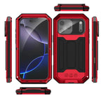 Buy iPhone Heavy Duty Metal Case with 360° Full Body Protection, Sliding Camera Cover, Built-in Screen Protector, Shockproof & Dustproof Armor Phone Cover - Warren at Caseles-iPhone 17 Pro Max, Black