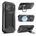 Buy iPhone Heavy Duty Metal Case with 360° Full Body Protection, Sliding Camera Cover, Built-in Screen Protector, Shockproof & Dustproof Armor Phone Cover - Warren at Caseles-iPhone 17 Pro Max, Black
